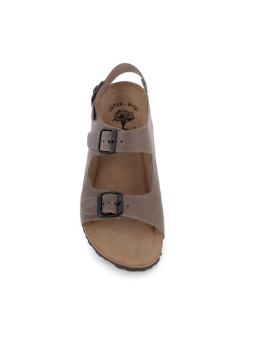 Sandalias hebilla con pala fina marrón hombre Marrones