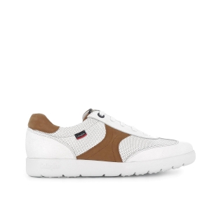 Deportivos piel combinada cordones hombre blanco contraste