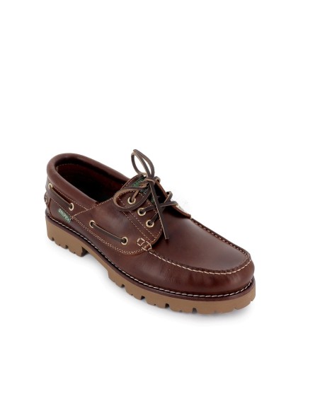 Náutico cosido mano suela ultraligera hombre piel marrón
