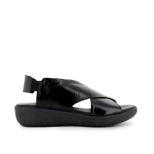 Sandalia de diario piel pala cruzada elasticos mujer negro Negro