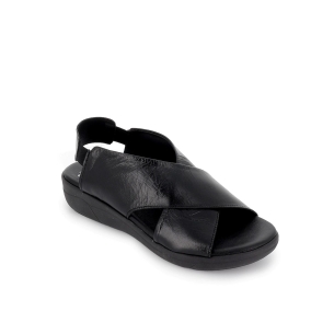 Sandalia de diario piel pala cruzada elasticos mujer negro Negro 2