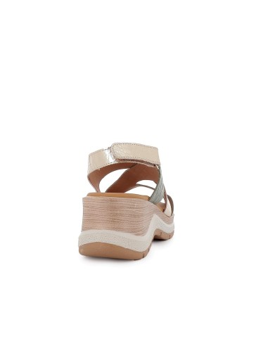 Sandalia de diario piel combinada cuña ligera velcro mujer verde