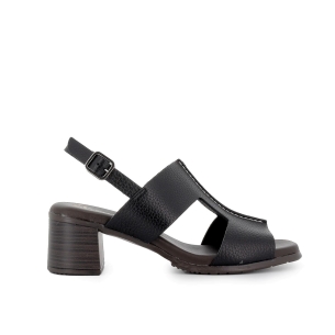 Sandalia pala piel y hebilla en talon mujer negro Negro