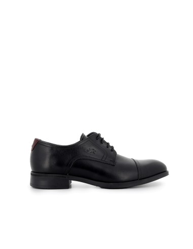 Zapato piel negro cordones costuras elegante hombre Negro