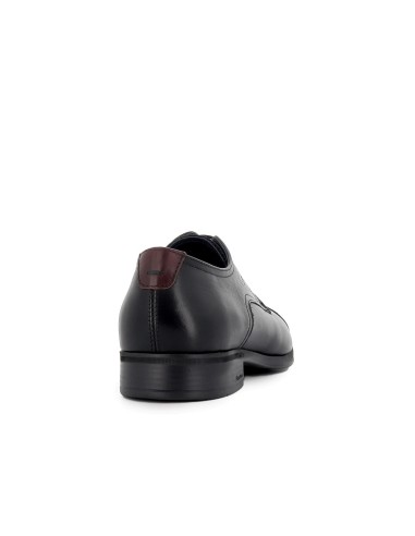 Zapato piel negro cordones costuras elegante hombre Negro
