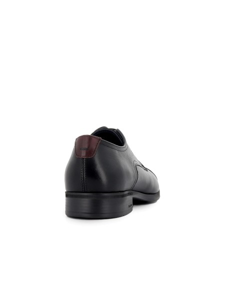 Zapato piel negro cordones costuras elegante hombre Negro
