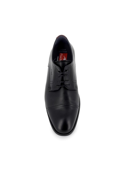 Zapato piel negro cordones costuras elegante hombre Negro