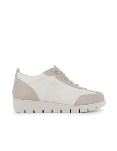 Deporte piel combi logo y cordones elasticos mujer blanco