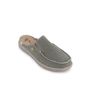 Mocasin cómodo destalonado textil elastico hombre verde 2