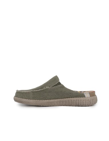 Mocasin cómodo destalonado textil elastico hombre verde