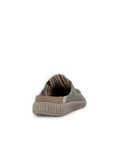 Mocasin cómodo destalonado textil elastico hombre verde