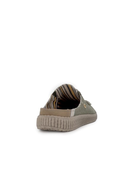 Mocasin cómodo destalonado textil elastico hombre verde