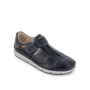 Zapato de verano piel velcro hombre azul Azul 2