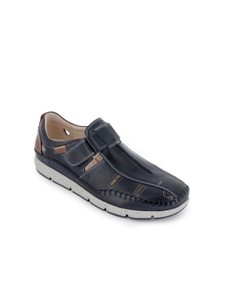 Zapato de verano piel velcro hombre azul Azul