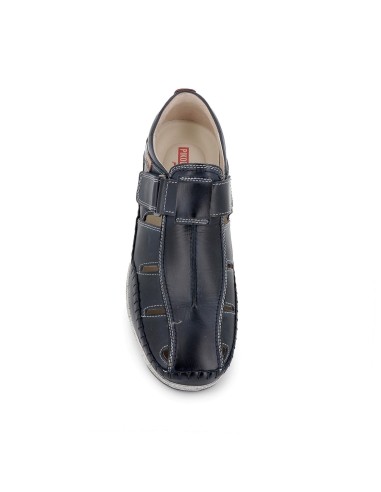 Zapato de verano piel velcro hombre azul Azul