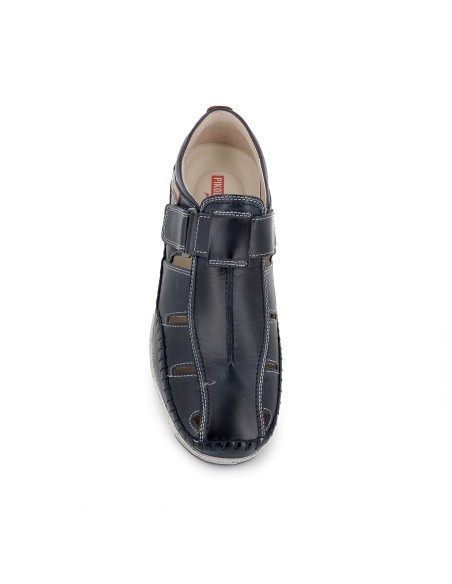 Zapato de verano piel velcro hombre azul Azul