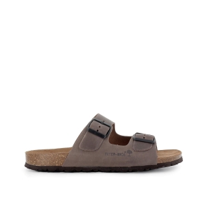 Sandalias BIO hebillas con pala taupe hombre.  Marrones