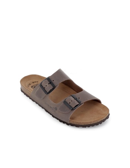 Sandalias BIO hebillas con pala taupe hombre.  Marrones
