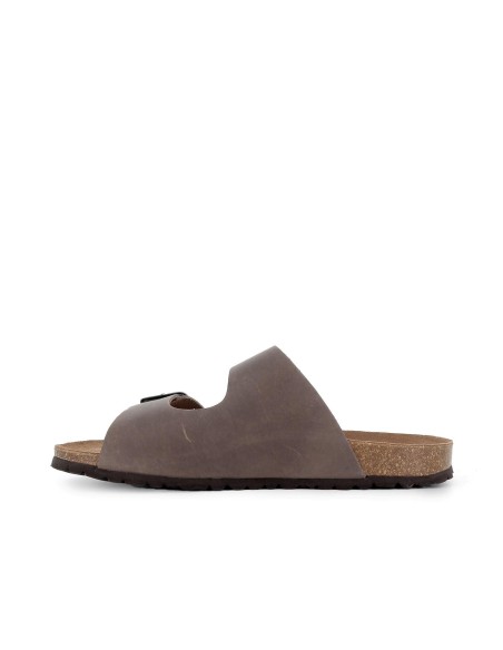 Sandalias BIO hebillas con pala taupe hombre.  Marrones