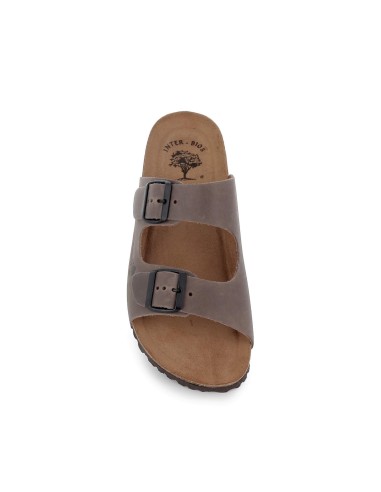 Sandalias BIO hebillas con pala taupe hombre.  Marrones