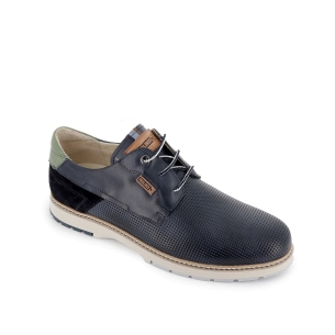 Zapato de cordones piel combinada hombre azul Azul 2