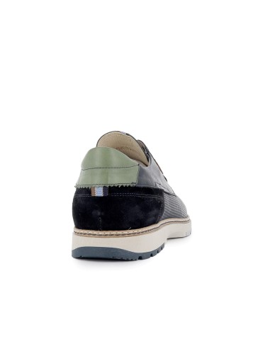 Zapato de cordones piel combinada hombre azul Azul