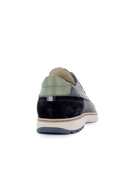 Zapato de cordones piel combinada hombre azul Azul