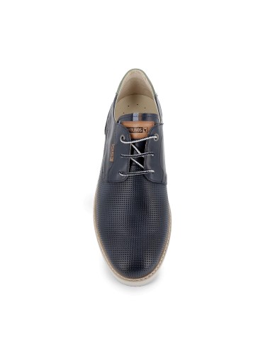 Zapato de cordones piel combinada hombre azul Azul