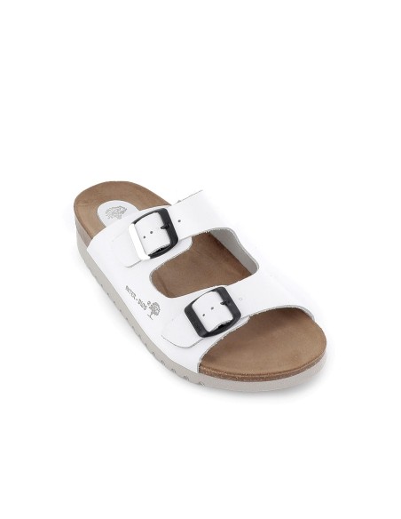 Sandalia diario piel y suela corcho EVA mujer blanca Blanco