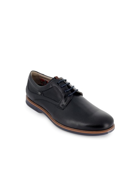 Zapato de cordones piel serraje hombre azul Azul