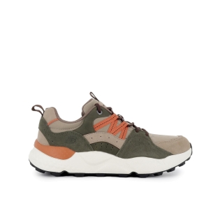 Deportiva piel superpuesta cordones y amortiguador hombre taupe