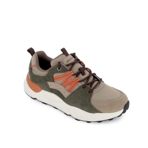 Deportiva piel superpuesta cordones y amortiguador hombre taupe 2