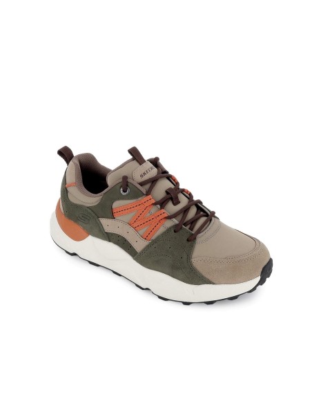 Deportiva piel superpuesta cordones y amortiguador hombre taupe