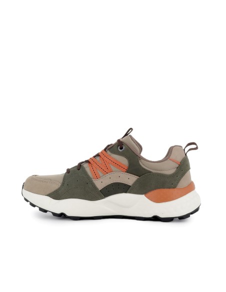 Deportiva piel superpuesta cordones y amortiguador hombre taupe