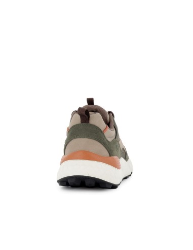 Deportiva piel superpuesta cordones y amortiguador hombre taupe