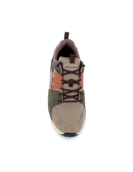 Deportiva piel superpuesta cordones y amortiguador hombre taupe