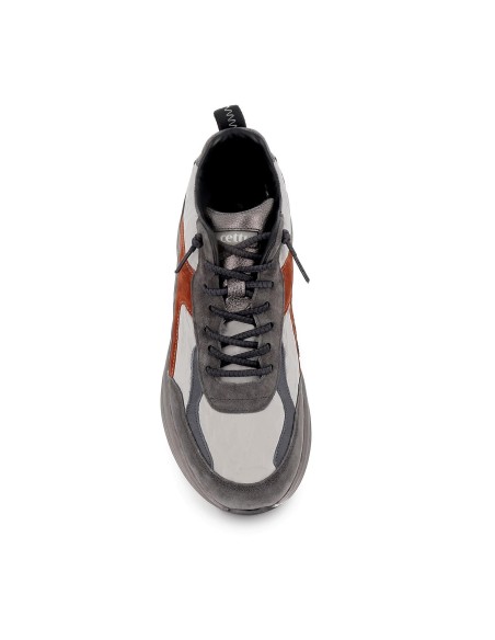 Deportivas piel serraje y elasticos suela volumen hombre gris