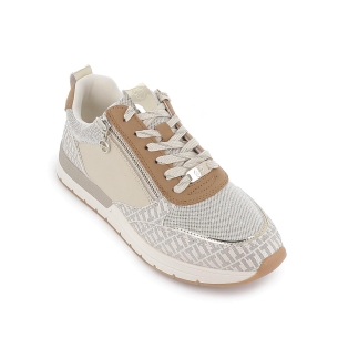 Deportivas piel serraje cordones y cremallera mujer blanco 2