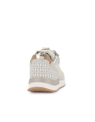 Deportivas piel serraje cordones y cremallera mujer blanco