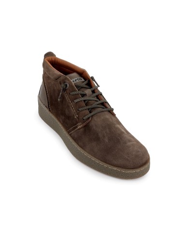 Zapato de cordones elasticos con piel serraje hombre marron