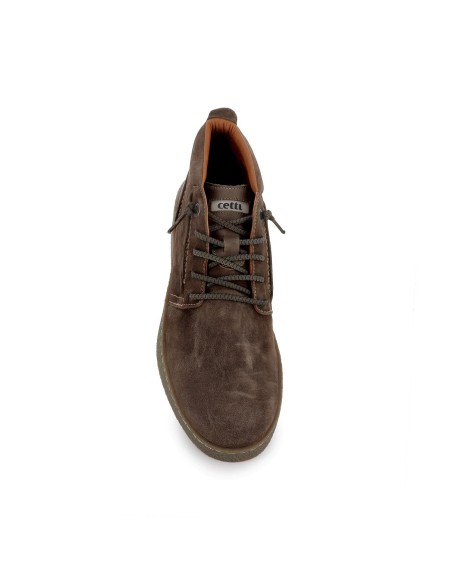Zapato de cordones elasticos con piel serraje hombre marron