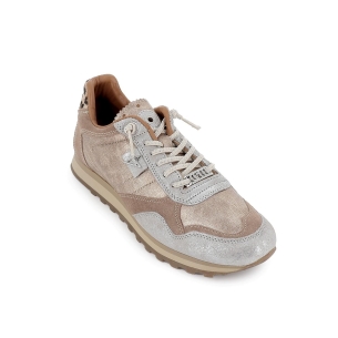 Sneaker piel mujer cordones dorado 2