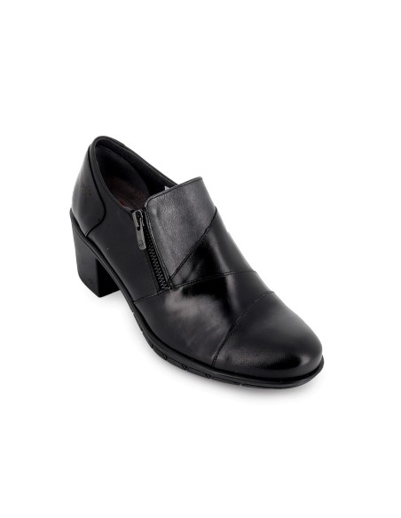 Botín de tacón medio piel negro mujer cómodo