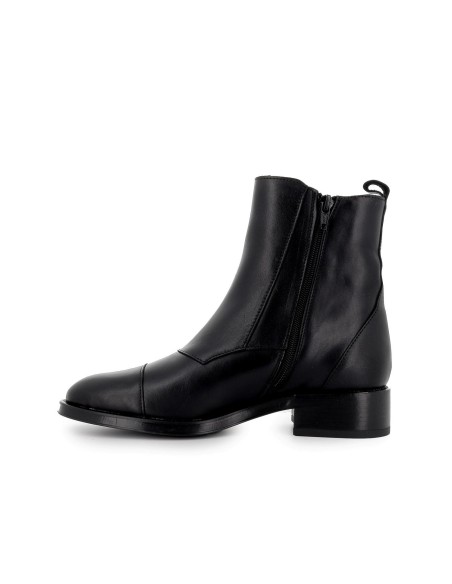 Botín piel lisa negra hebillas mujer