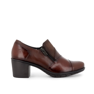 Zapato de tacon medio piel marron mujer comodo