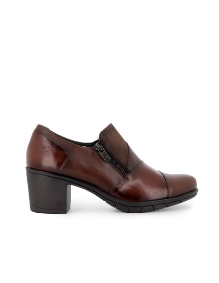 Zapato de tacon medio piel marron mujer comodo