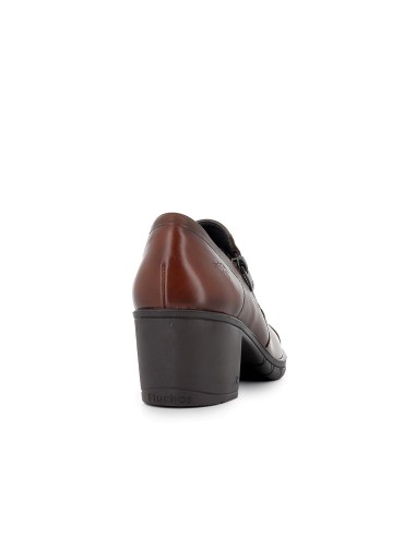 Zapato de tacon medio piel marron mujer comodo