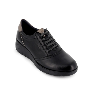 Deportivos cordones elásticos cuña mujer negro 2