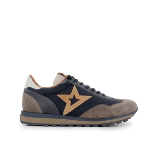 Sneakers piel y nylon combinado azul hombre