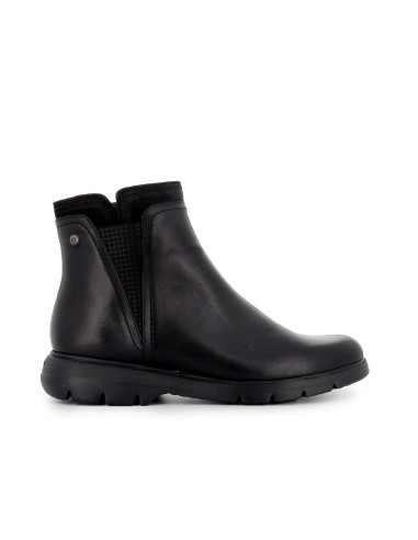 Botin casual piel con refuerzo y cuña mujer negro